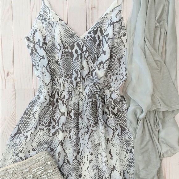 NWT GENTLE FAWN Grey Snakeskin Mini Tank Dress - Picture 3 of 5